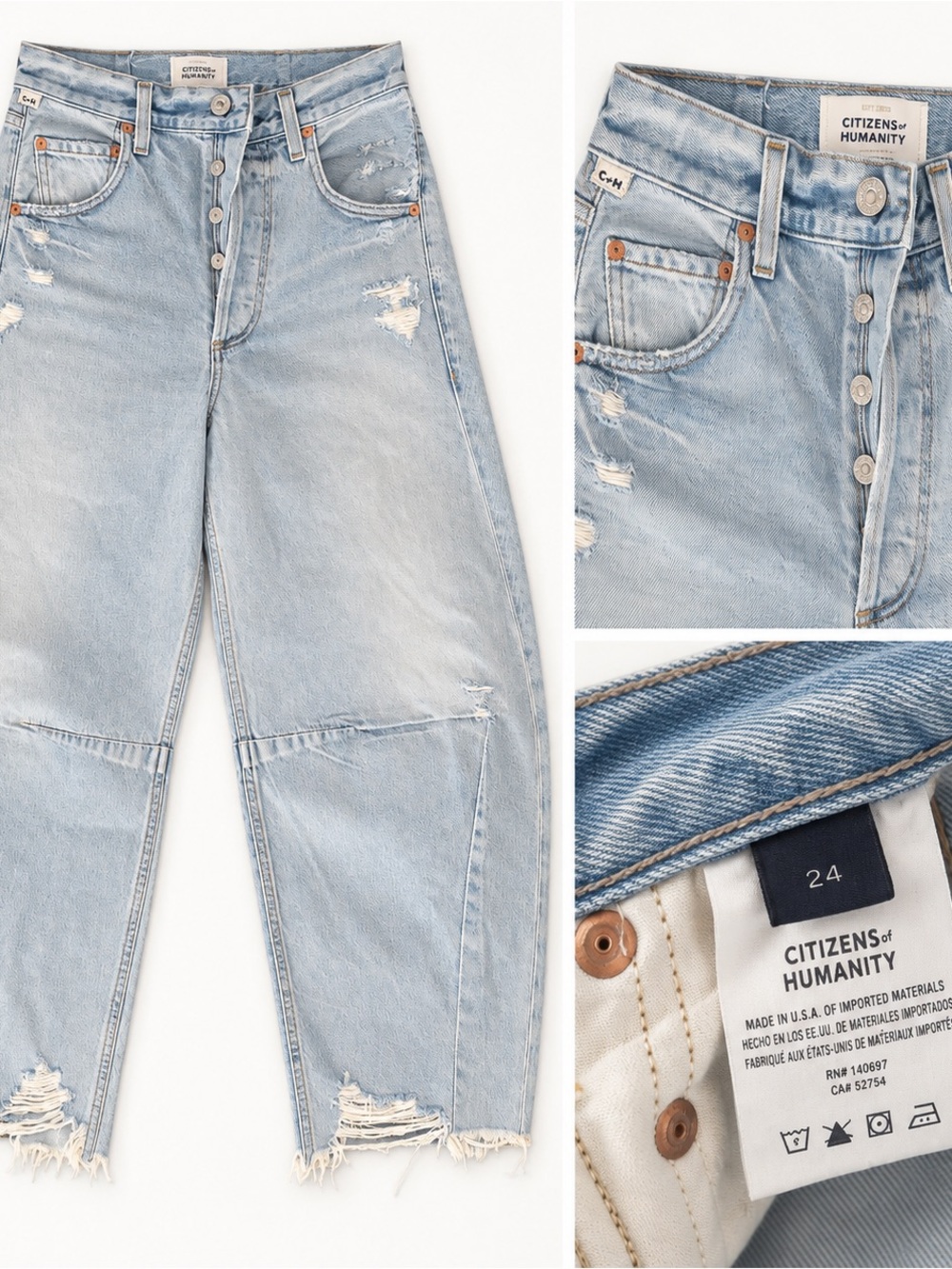 Citizens of Humanity Light Blue Distressed barrel Jeans